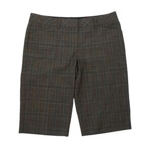 Vintage Y2K Express Editor Bermuda Trouser Shorts Grey Brown Plaid 6